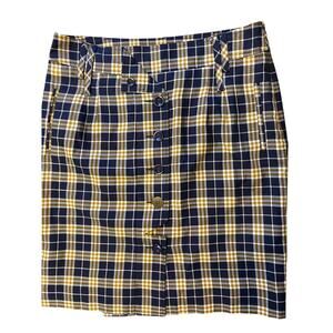 Anthropologie Odille Skirt First Day Black and Tan Plaid Pencil Skirt Size 6